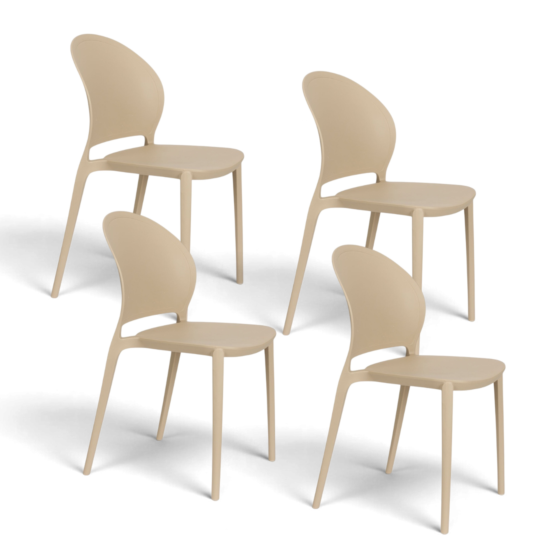 Gartenstuhl White Label Living Sjoerd - 4er Set Beige, Neu - Perfekt für komfortables Sitzen