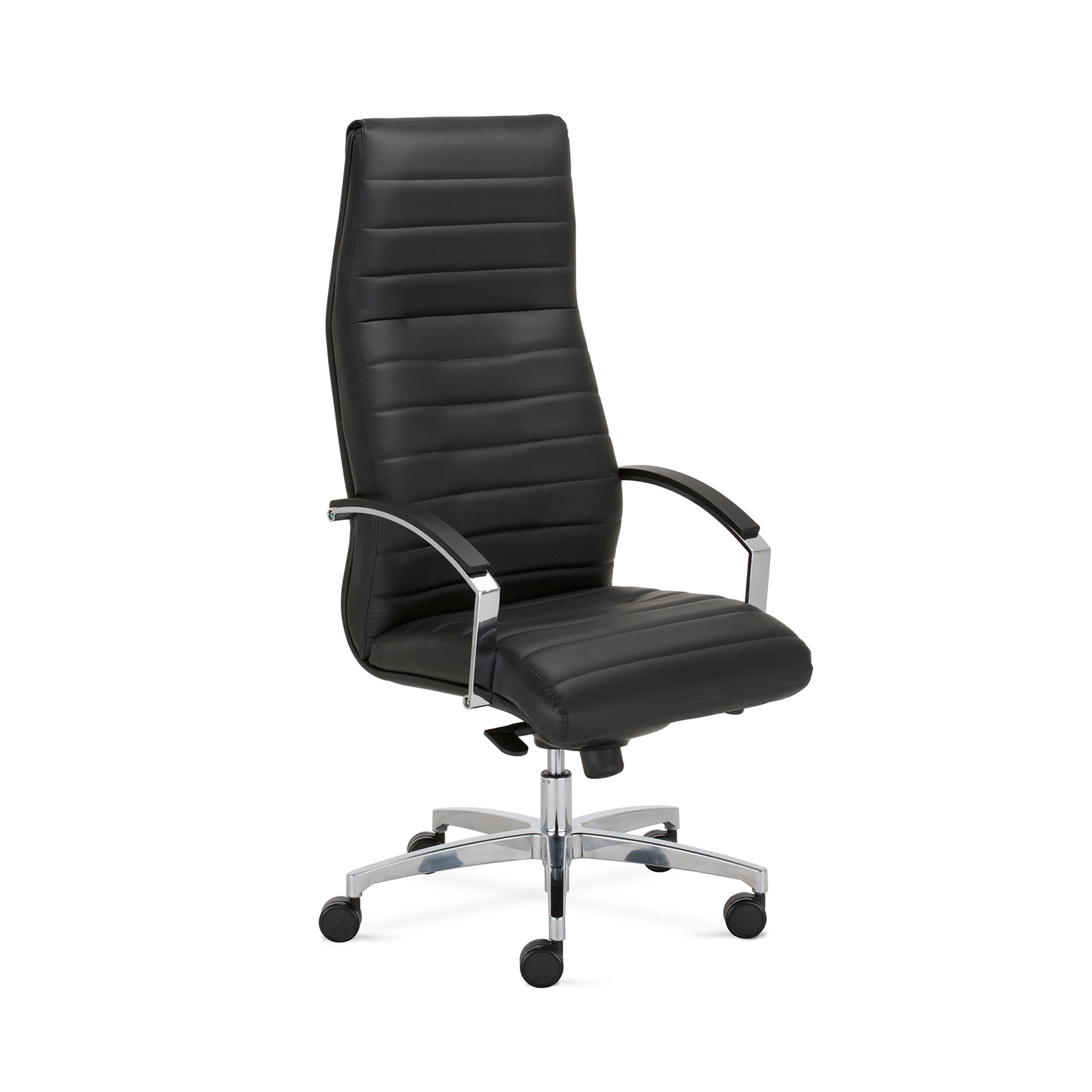 Image of Leder Chefsessel Nowy Styl Lynx Highback mit Fixarmlehnen, Schwarz/Verchromt, Gut, Ergonomischer Stuhl - ideal für flexibles Arbeiten