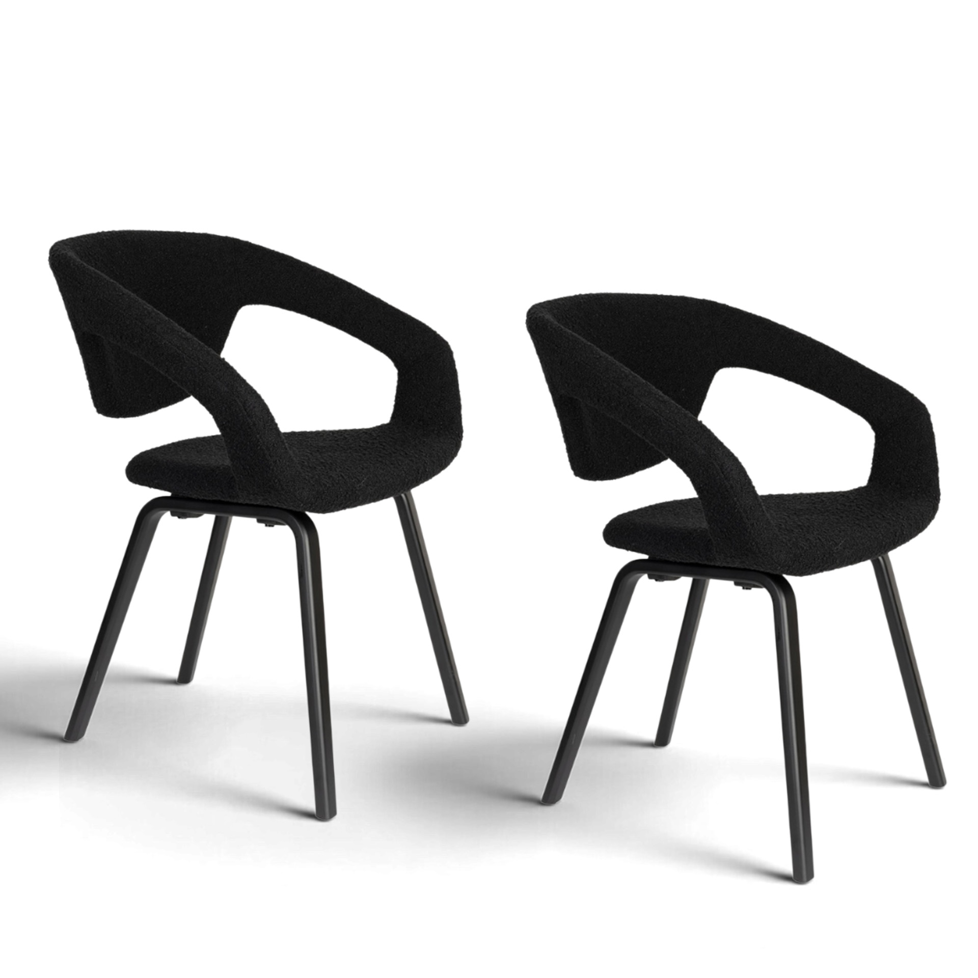 Image of Esszimmerstuhl Zuiver Flexback Boucle - 2er Set Schwarz, Neu – Perfekt für Büro und Empfang