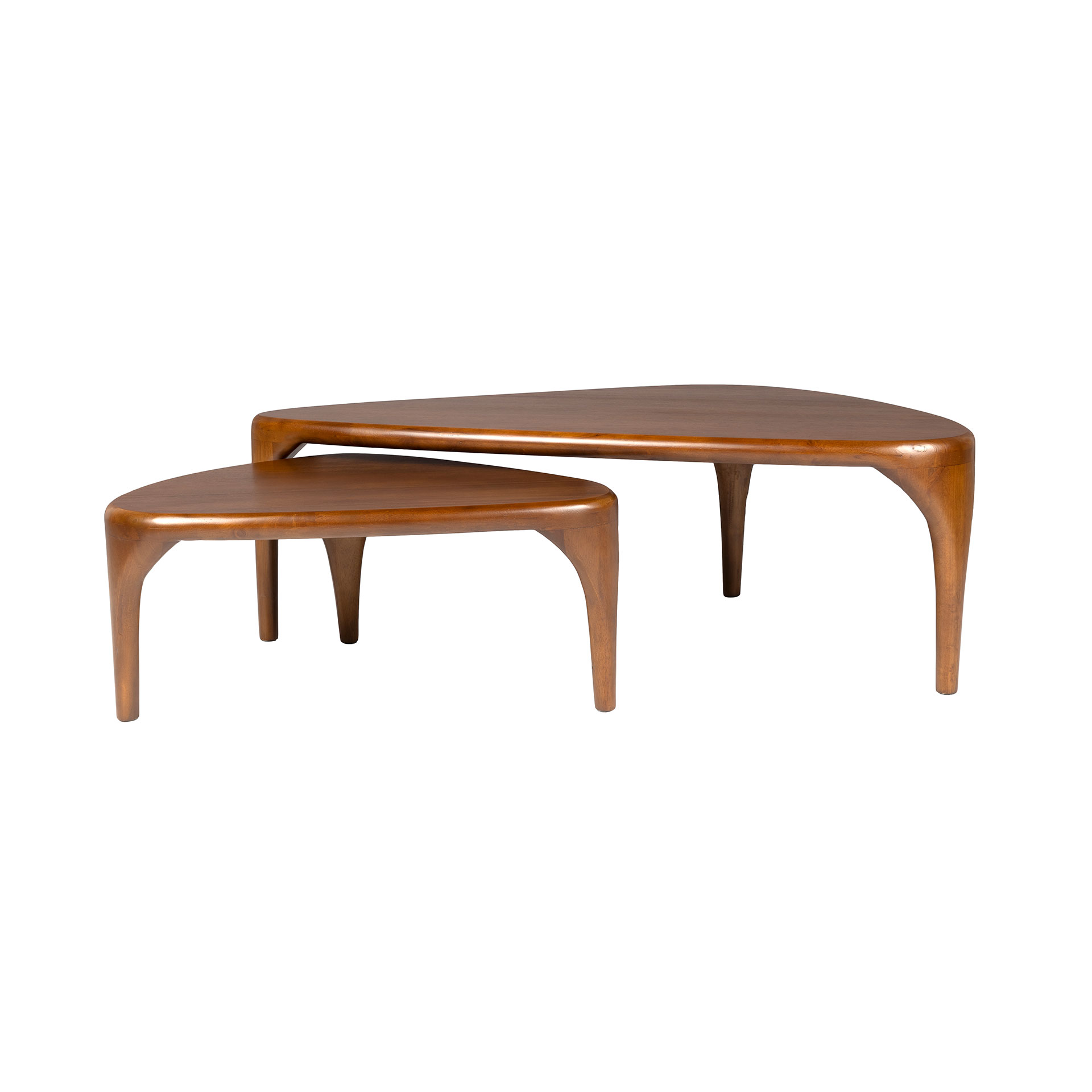 Image of Couchtisch Zuiver Isla - 2er Set 110x60 cm, Nussbaum, Dreieckig, Neu - Perfekt für Sofa und Lounge