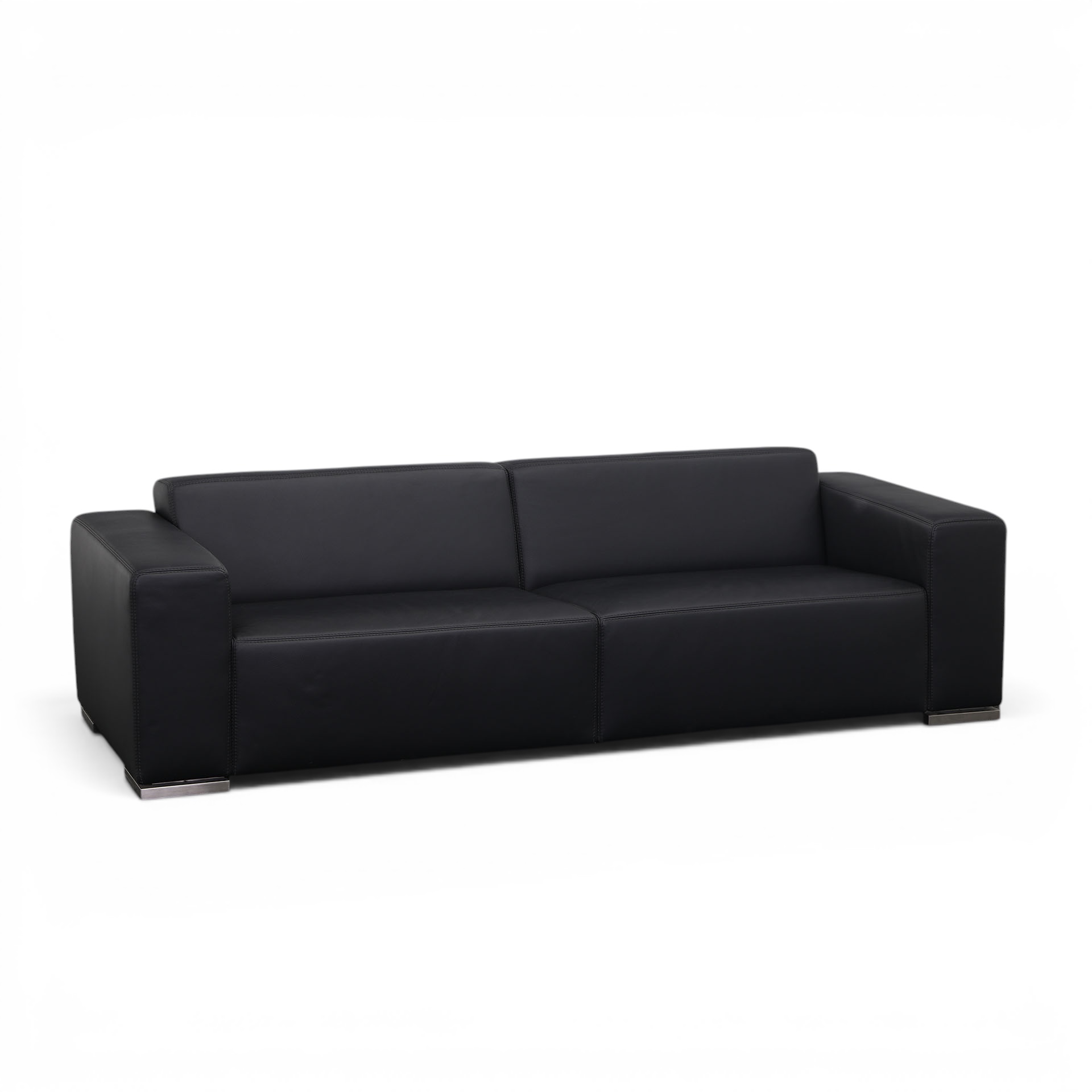 Image of 3-Sitzer Ledersofa Rivolta, 240 x 94 cm, Schwarz/Chrome, Gut, Eleganz & Komfort - Ideal für entspannte Stunden