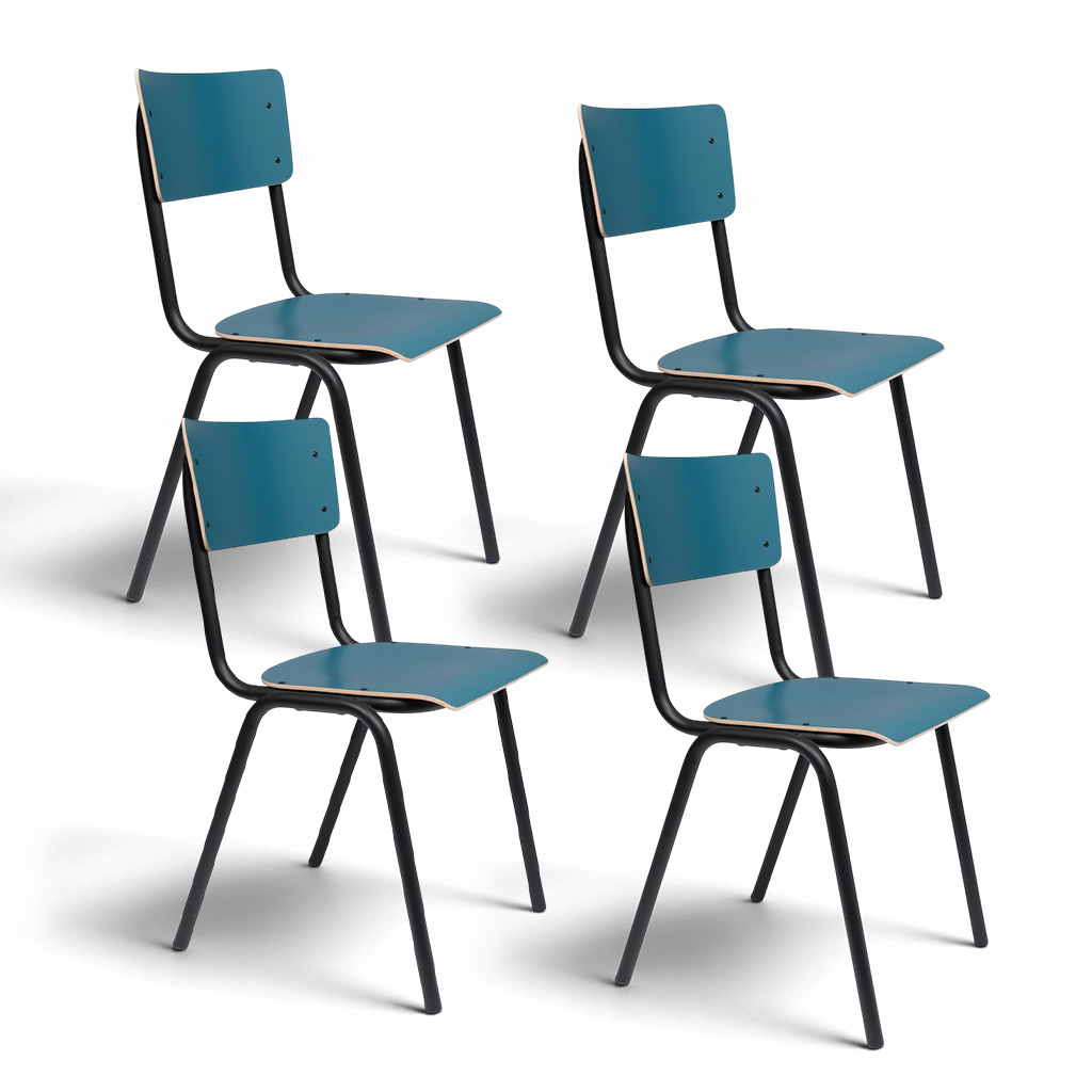 Image of Stuhl Zuiver Back to School - 4er Set Petrol, Neu – Perfekt für Büro und Empfang