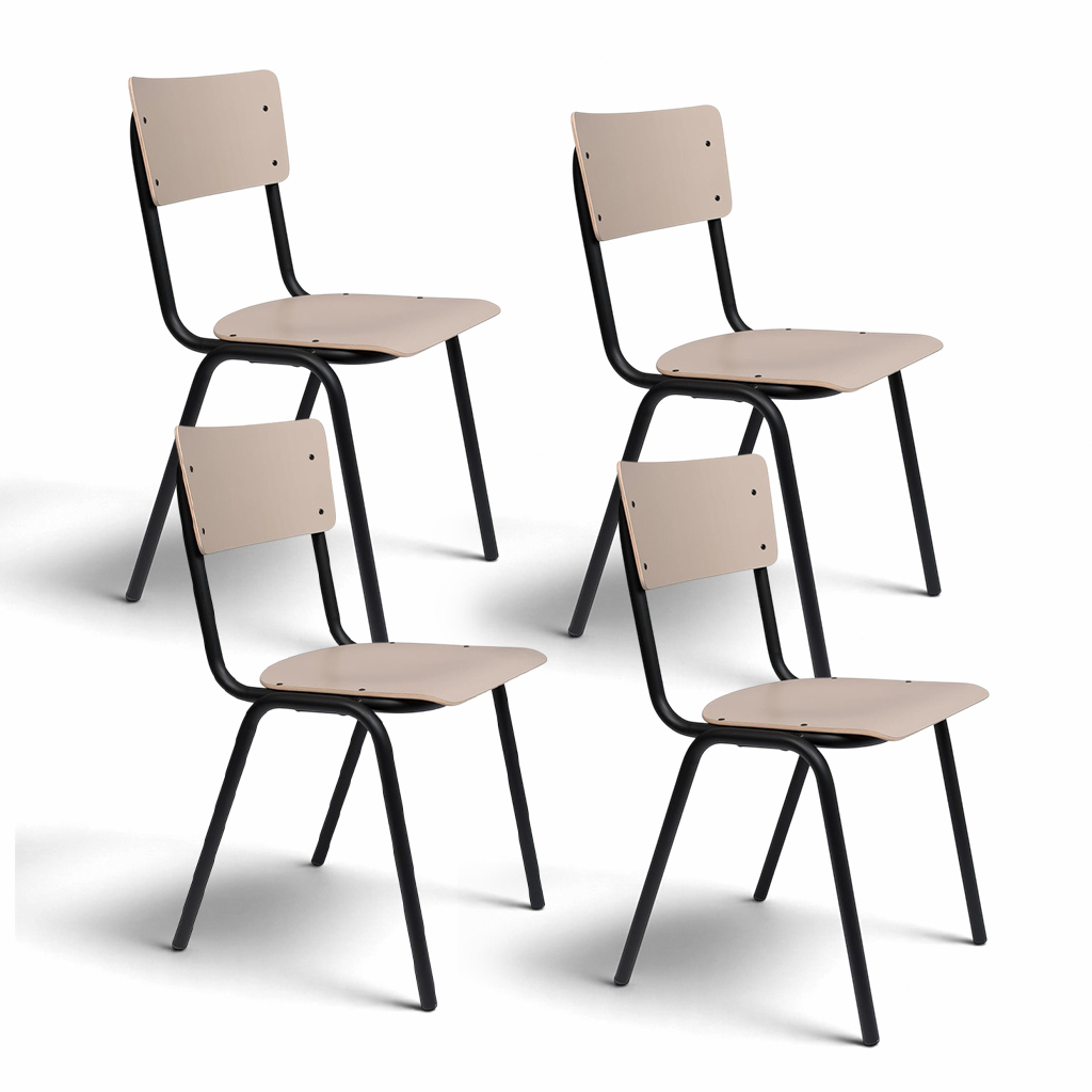 Image of Stuhl Zuiver Back to School - 4er Set Beige, Neu – Perfekt für Büro und Empfang