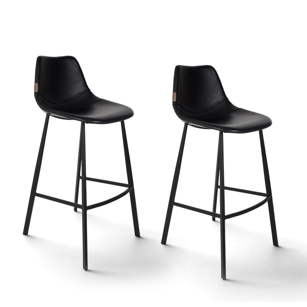 Image of Kunstleder Bar Hocker Dutchbone Franky - 2er Set, Schwarz, Neu, Tresenhocker - Praktisch & Komfortabel