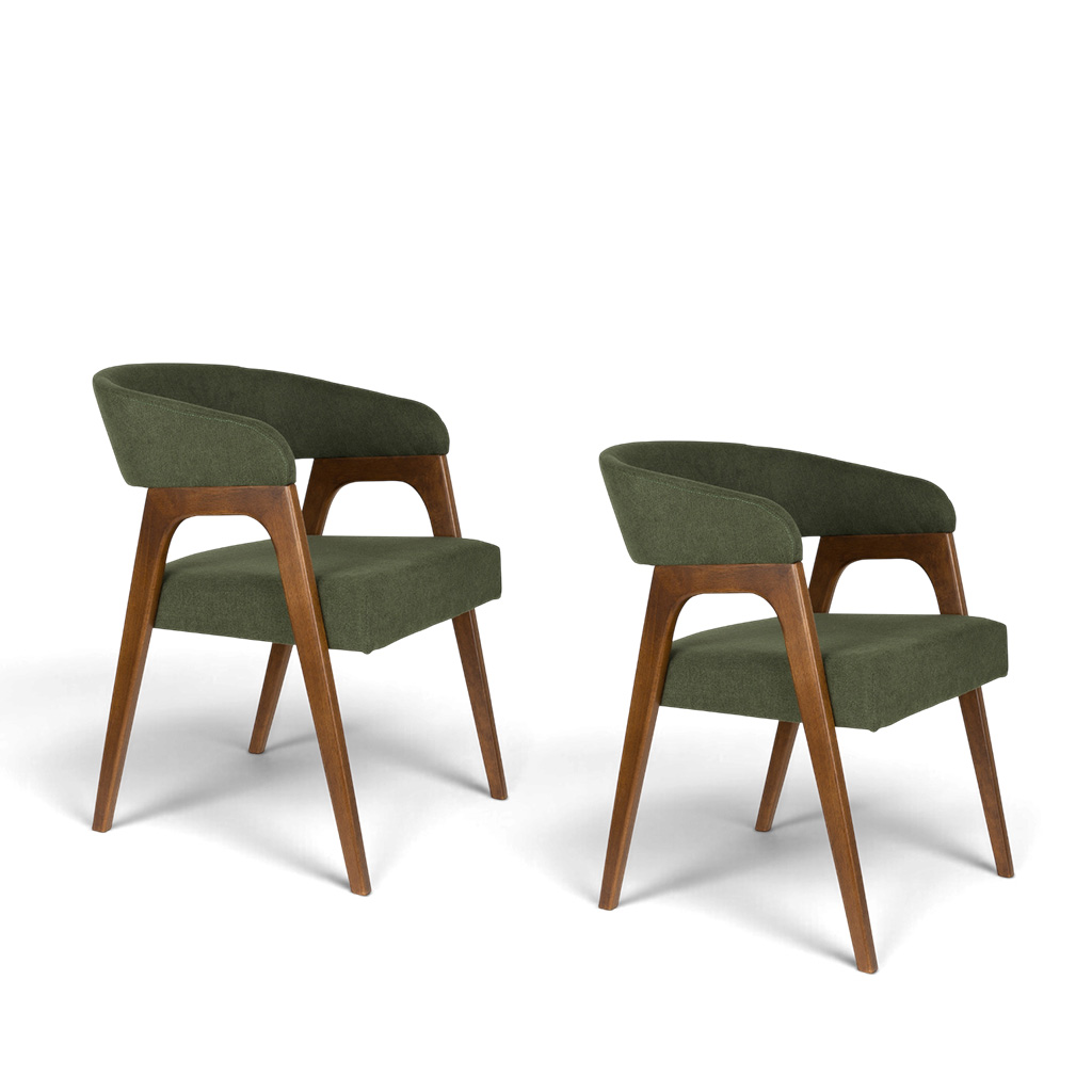 Image of Esszimmerstuhl Dutchbone Adamello - 2er Set Grün, Neu – Perfekt für Büro und Empfang
