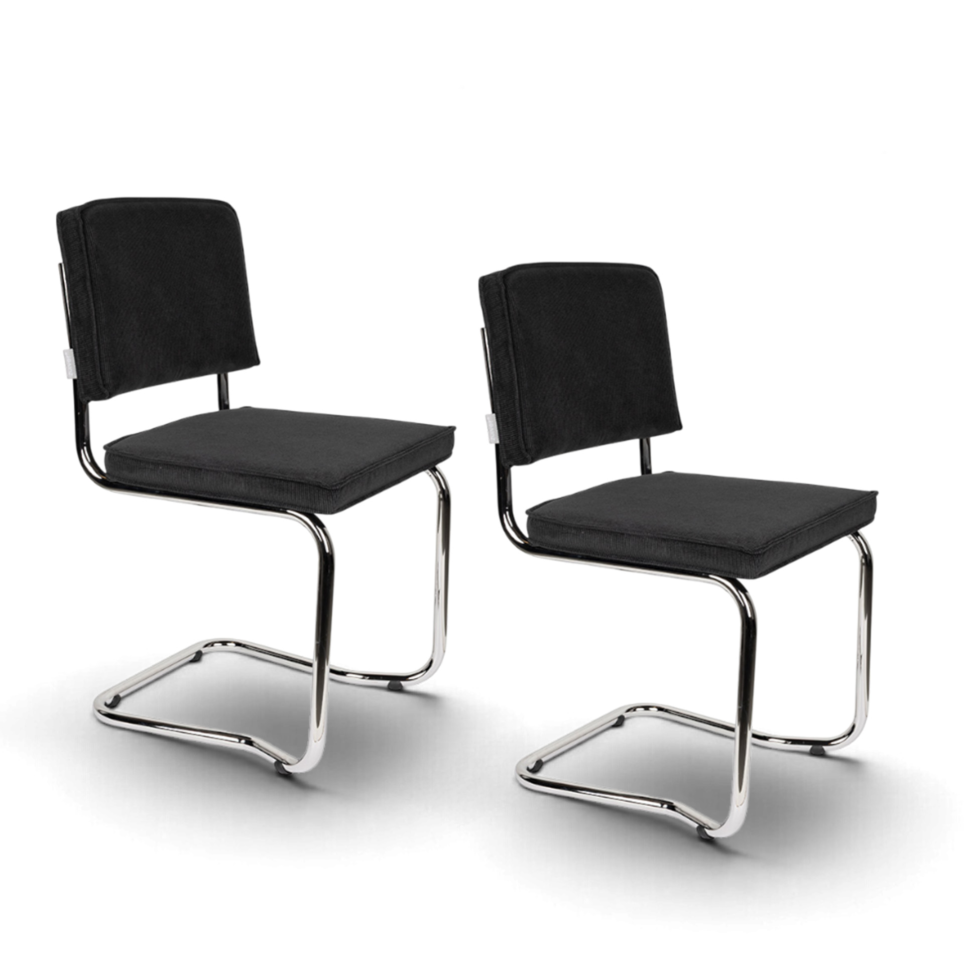 Zuiver Ridge Kink Rib Stuhl - 2er Set Schwarz ohne Armlehnen, Neu - Perfekt für Besucher und Gäste