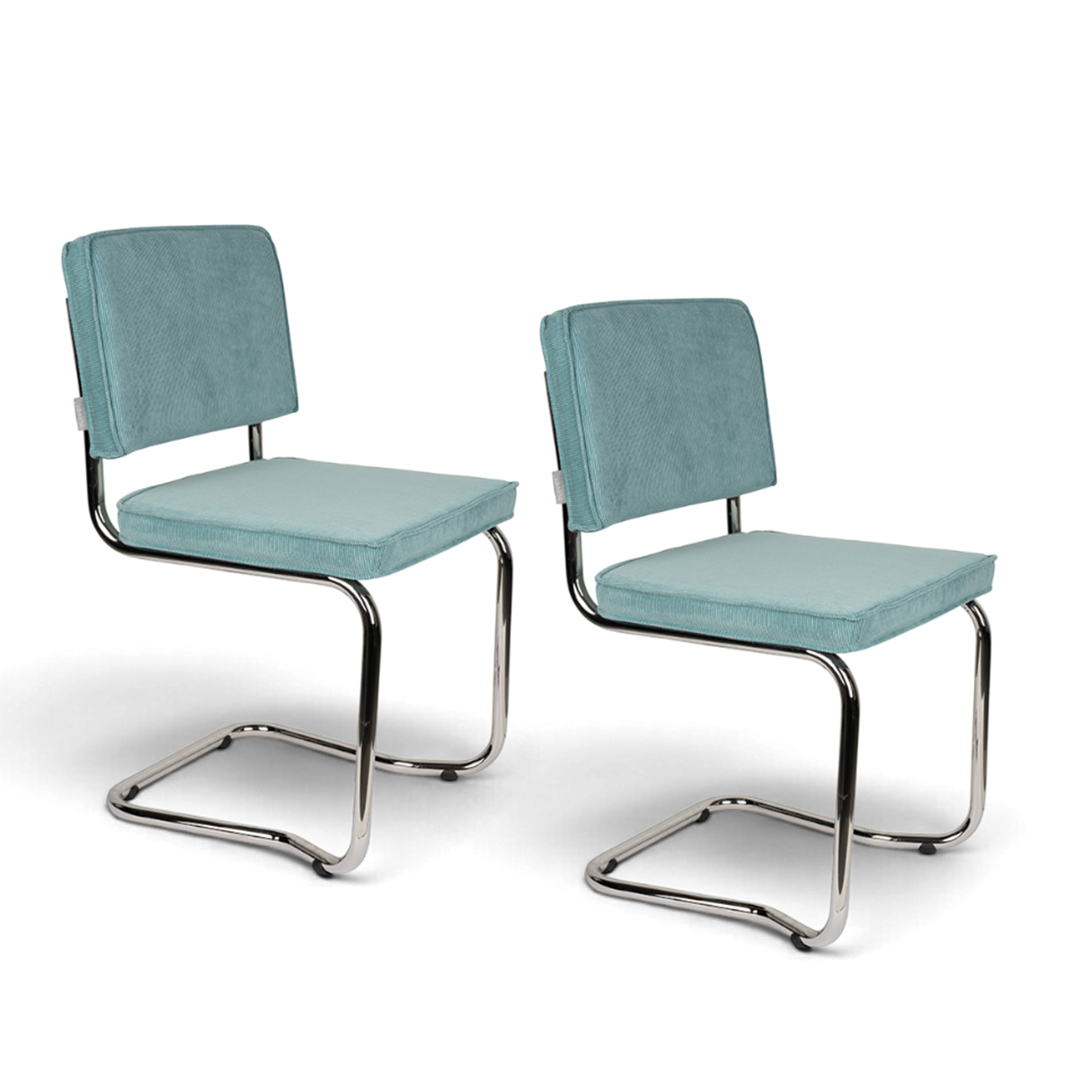 Image of Zuiver Ridge Kink Rib Stuhl - 2er Set Blau ohne Armlehnen, Neu - Perfekt für Besucher und Gäste