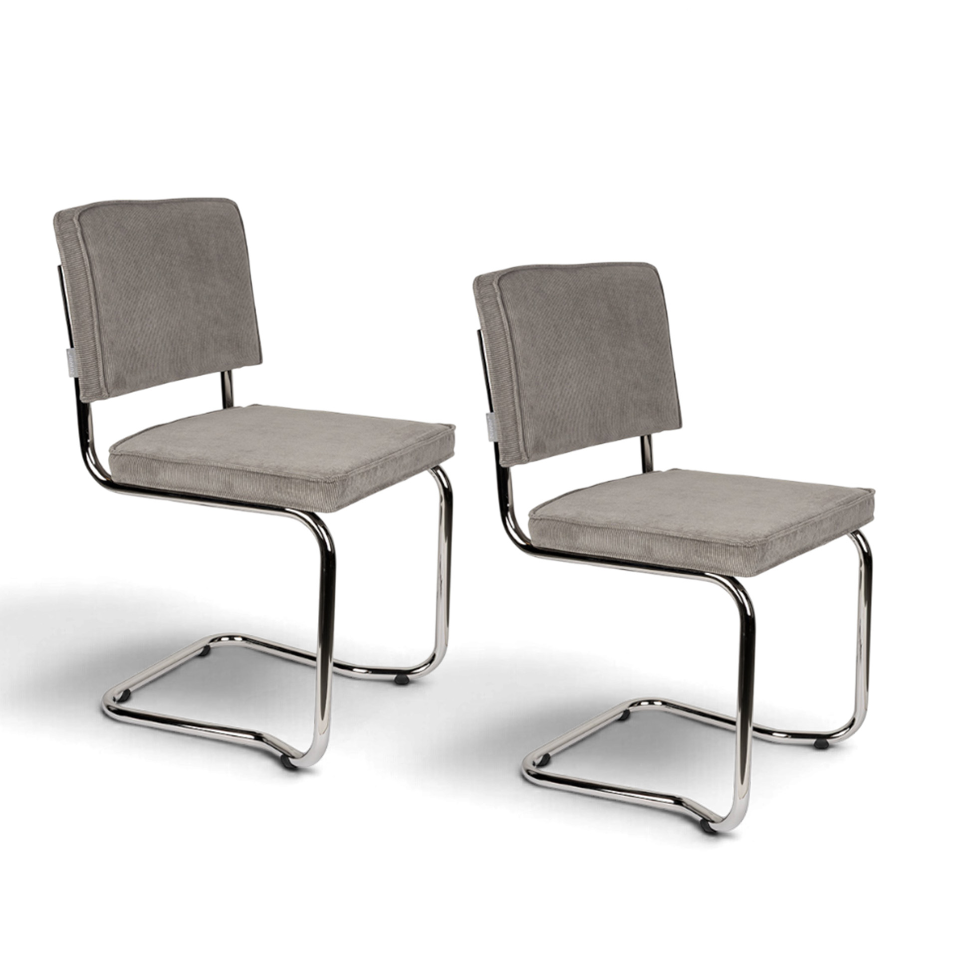 Image of Zuiver Ridge Kink Rib Stuhl - 2er Set Grau ohne Armlehnen, Neu - Perfekt für Besucher und Gäste