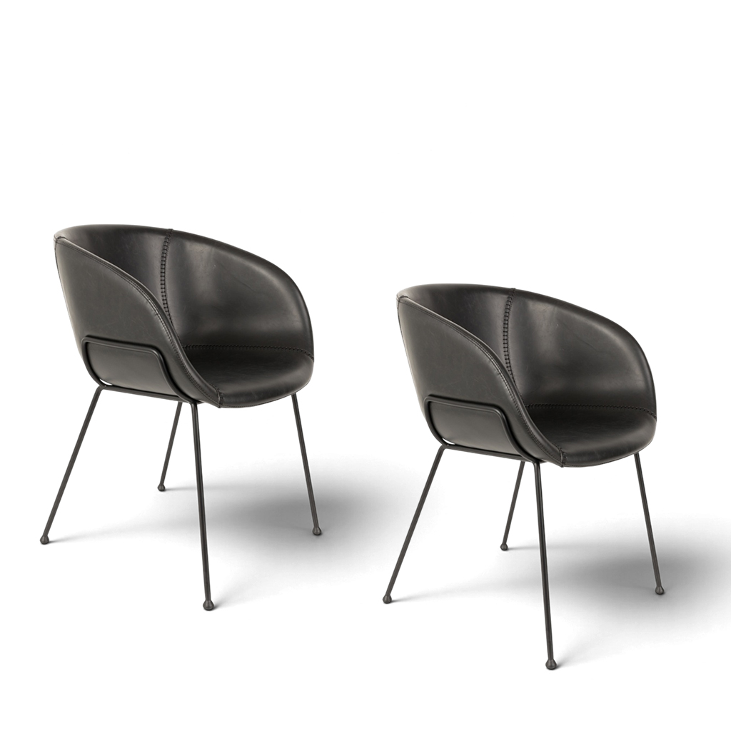 Image of Zuiver Feston Stuhl Kunstleder - 2er Set Schwarz, Neu – Perfekt für Büro und Empfang