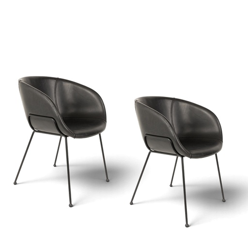 Zuiver Feston Stuhl Kunstleder - 2er Set (Schwarz)