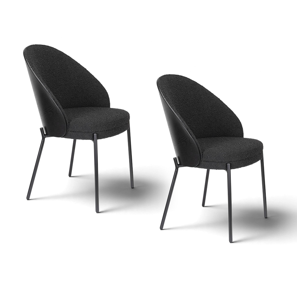 Image of Dutchbone Rodin Bouclé Stuhl - 2er Set Schwarz, Neu – Perfekt für Büro und Empfang