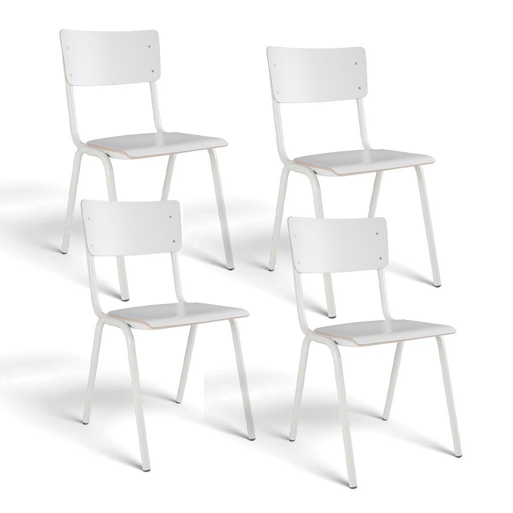 Image of HPL Stuhl Zuiver Back to School - 4er Set Weiss, Neu - Perfekt für komfortables Sitzen