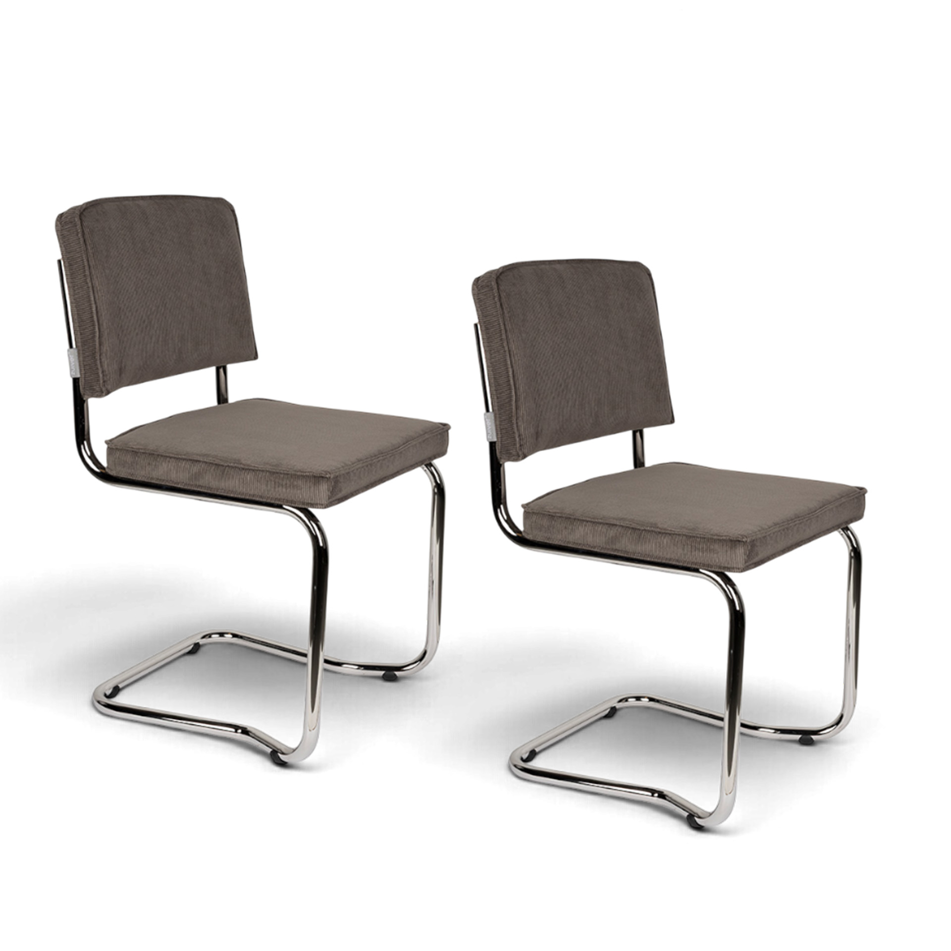 Image of Zuiver Ridge Kink Rib Stuhl - 2er Set Graubraun ohne Armlehnen, Neu - Perfekt für Besucher und Gäste