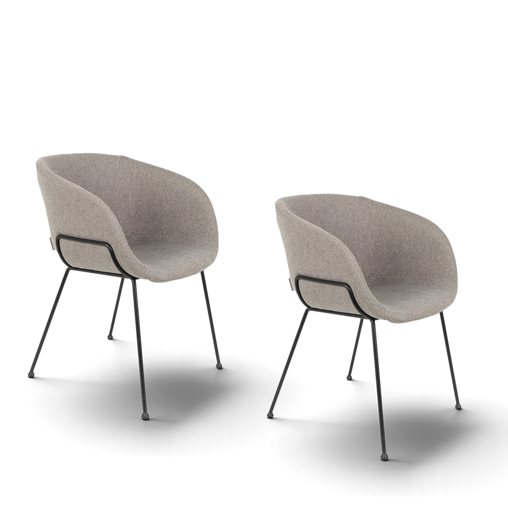 Chaise Zuiver Feston - Lot de 2 Gris, Nouveau - parfait pour le bureau et la réception