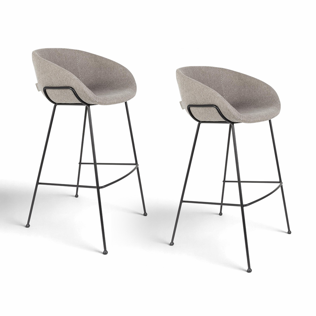 Image of Bar Hocker Zuiver Feston - 2er Set, Grau, Neu, Tresenhocker - Praktisch & Komfortabel