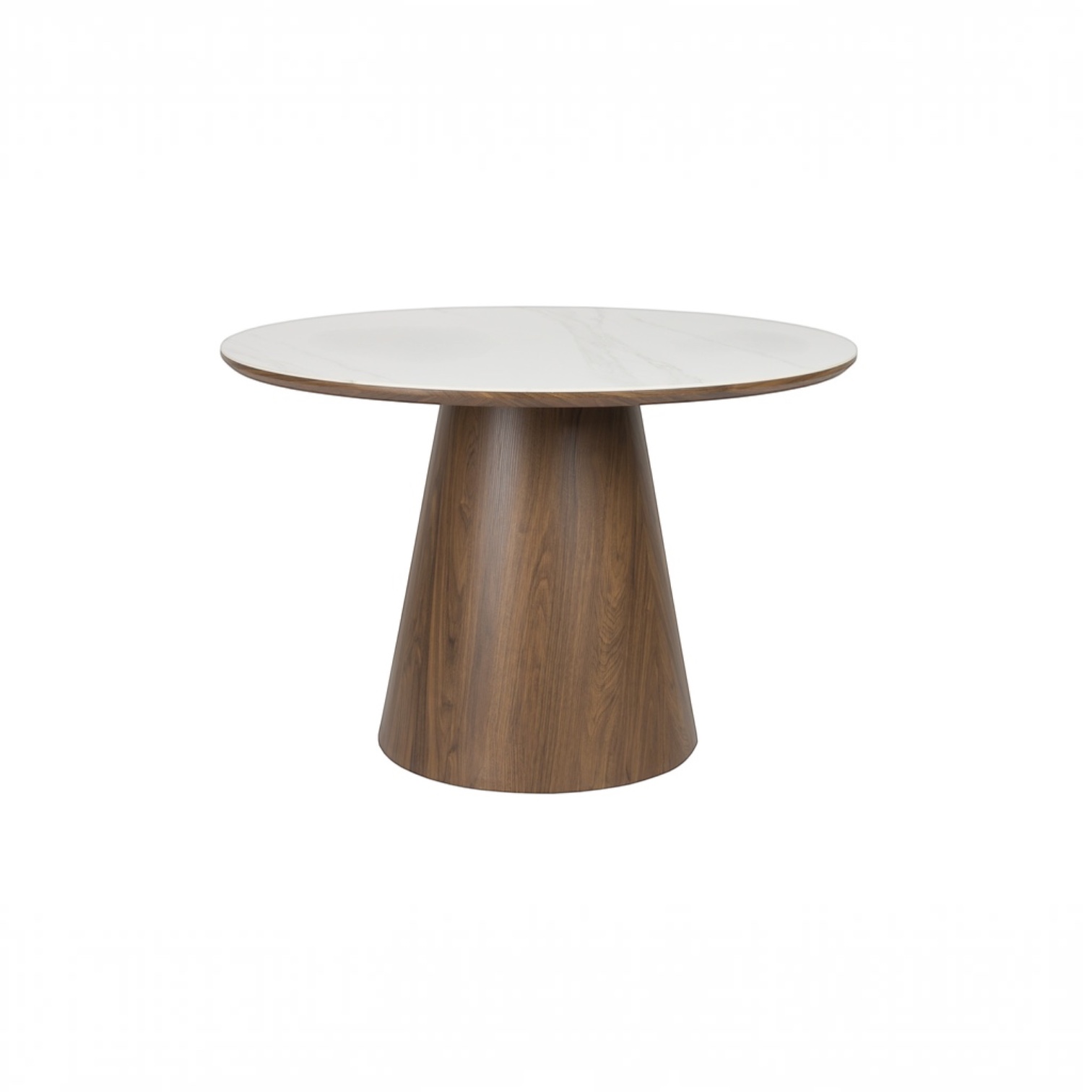 Image of Esstisch White Label Living Almira 115x115 cm, Nussbaum, Rund, Neu Tisch - Perfekt für Café und Bistro