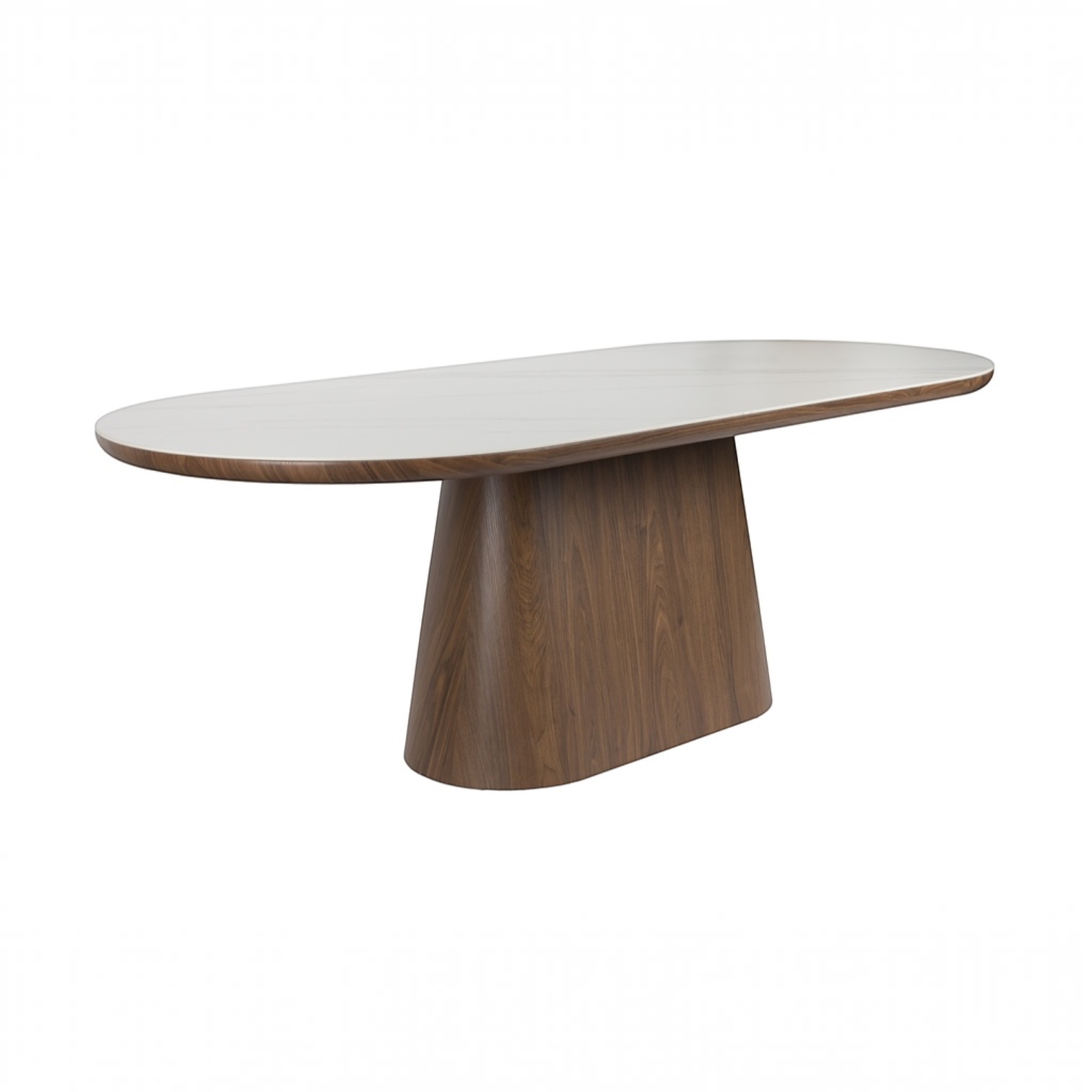 Image of Esstisch White Label Living Almira 180x90 cm, Nussbaum, Oval, Neu Tisch - Perfekt für Café und Bistro