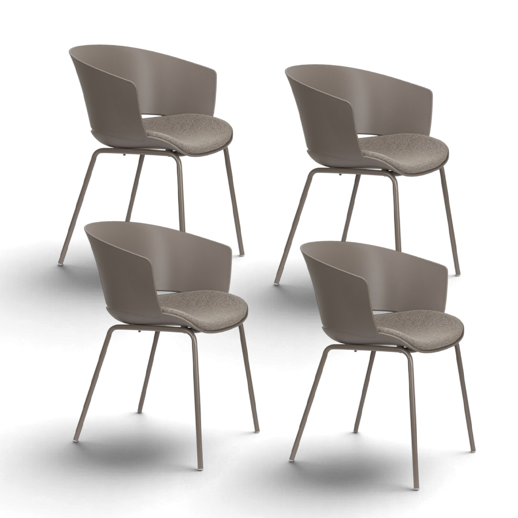 Image of Stuhl Jessica - 4er Set Graubraun, Neu – Perfekt für Büro und Empfang