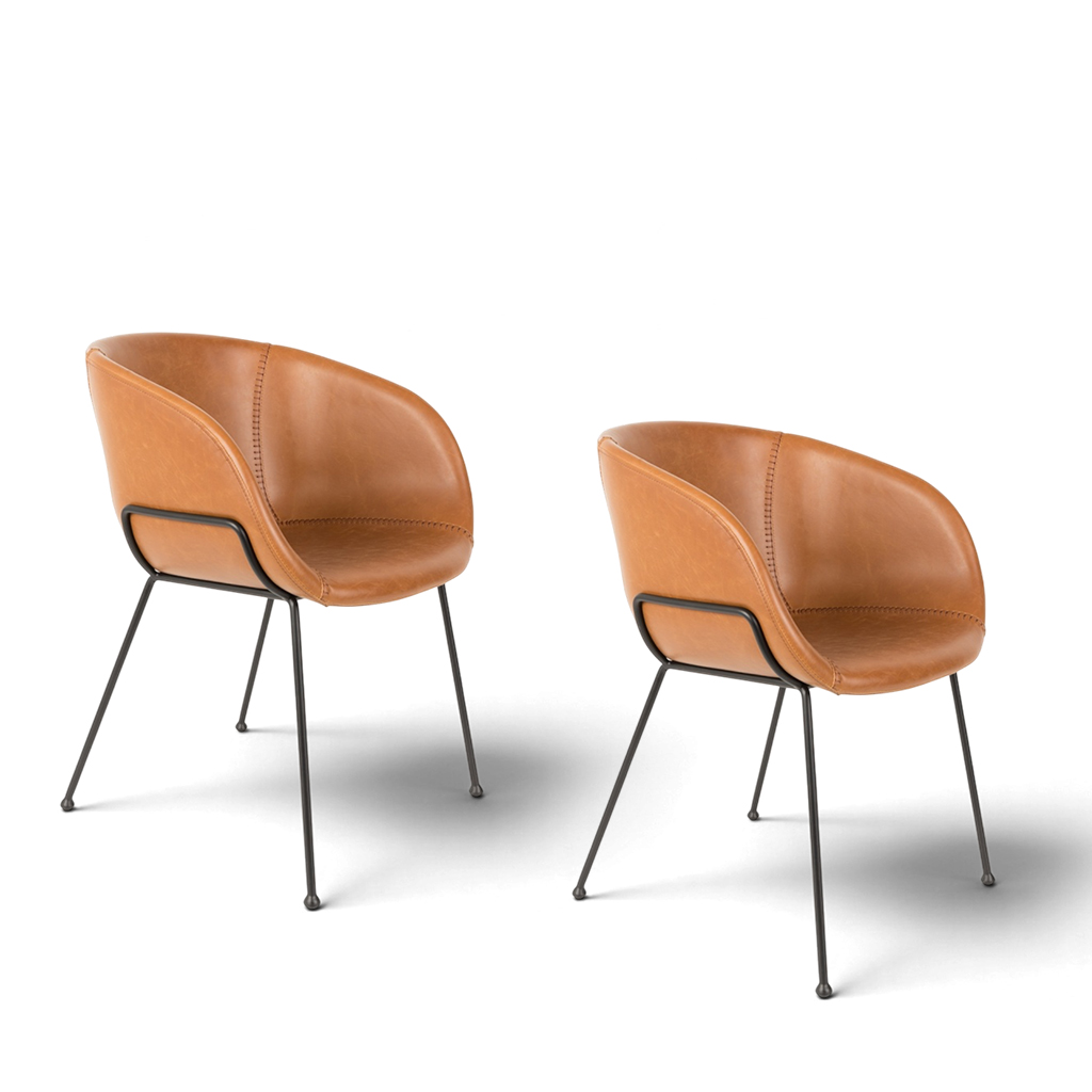 chaise 4 pieds Zuiver Feston Marron, Nouveau - parfait pour le bureau et la réception