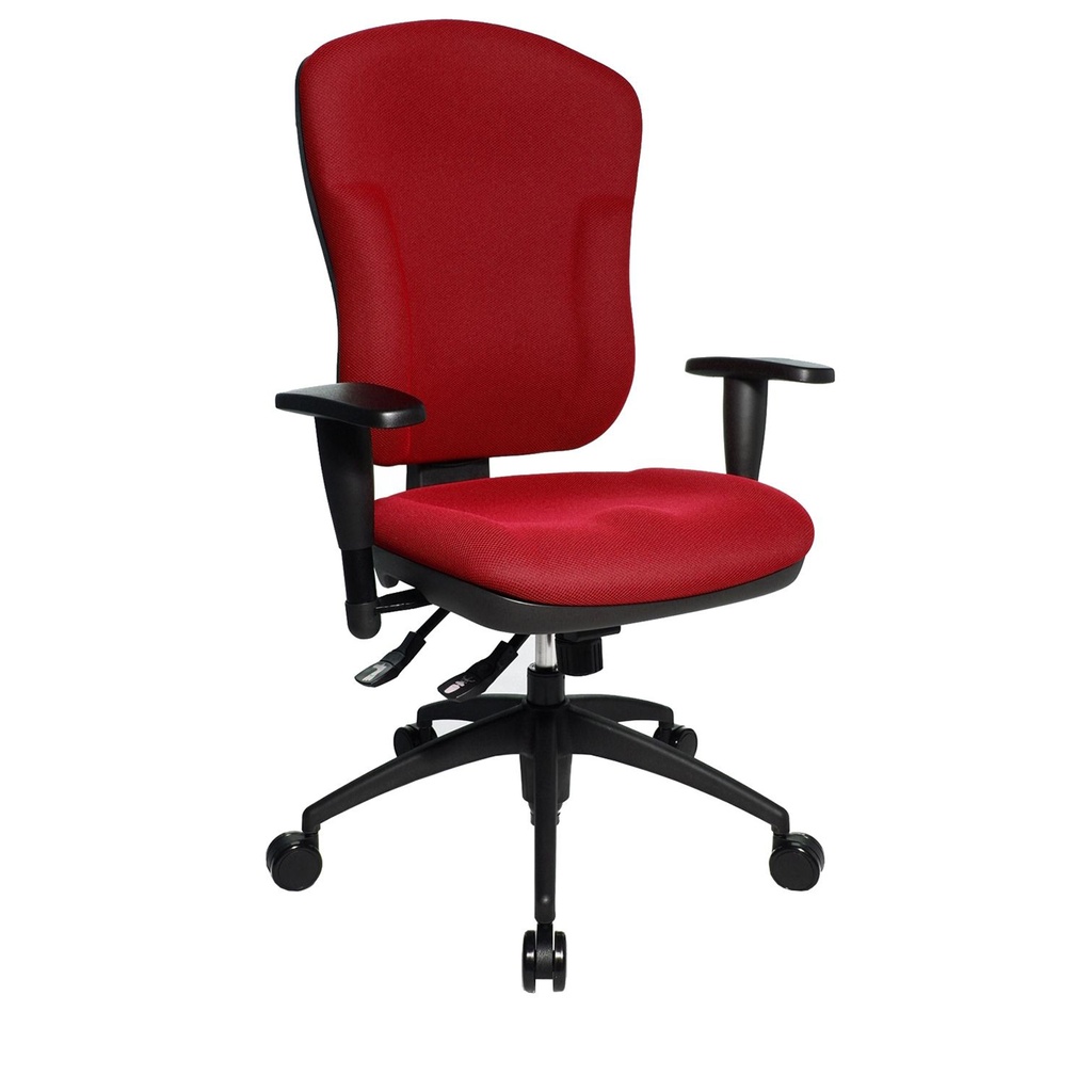 Bürostuhl Topstar Wellpoint 30 SY mit 3D Armlehnen, Rot/Schwarz, Sehr gut, Ergonomischer Stuhl - ideal für flexibles Arbeiten
