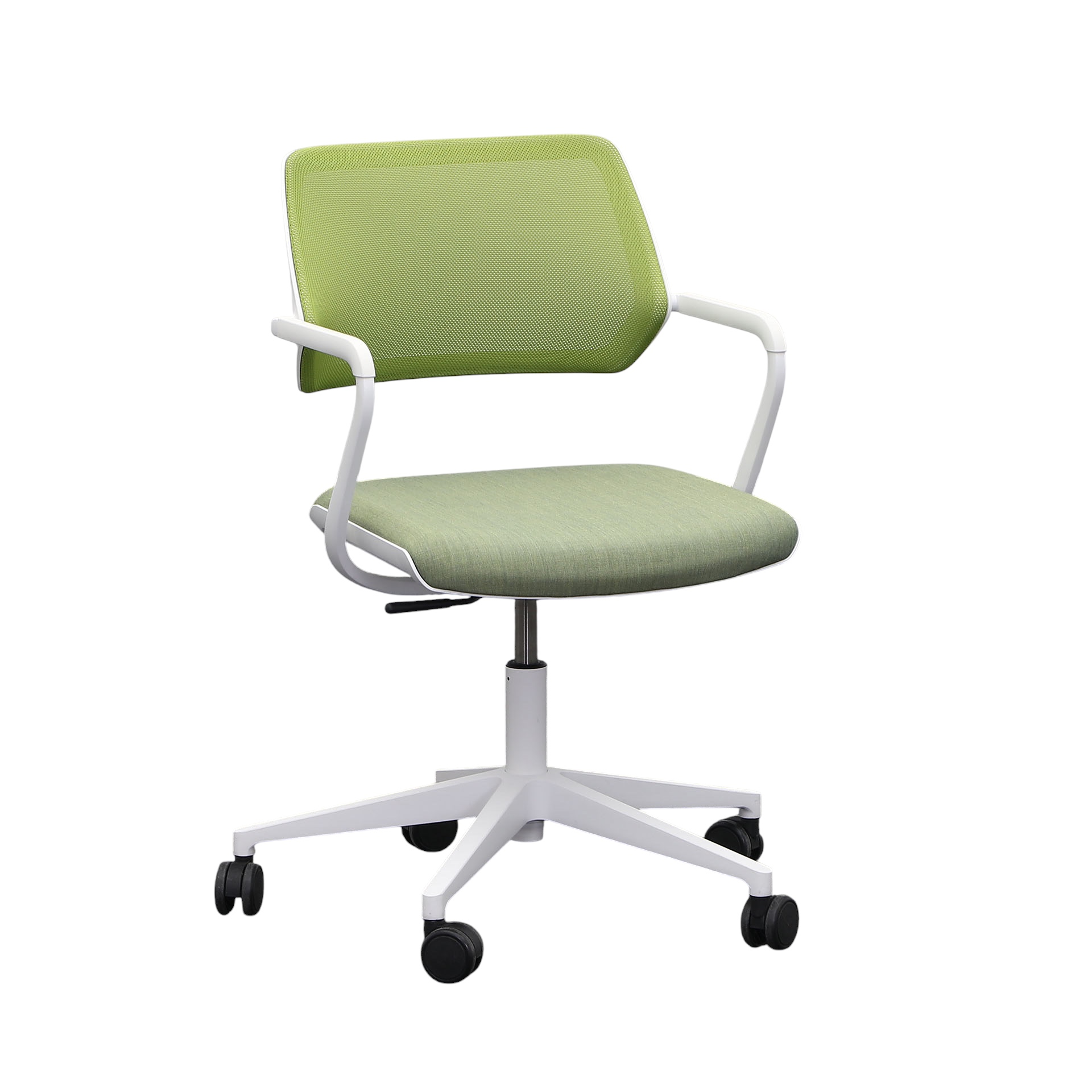 Fauteuil de conférence Steelcase QiVi avec accoudoirs fixes, Vert/Blanc, Bon, Chaise ergonomique - idéale pour un travail flexible