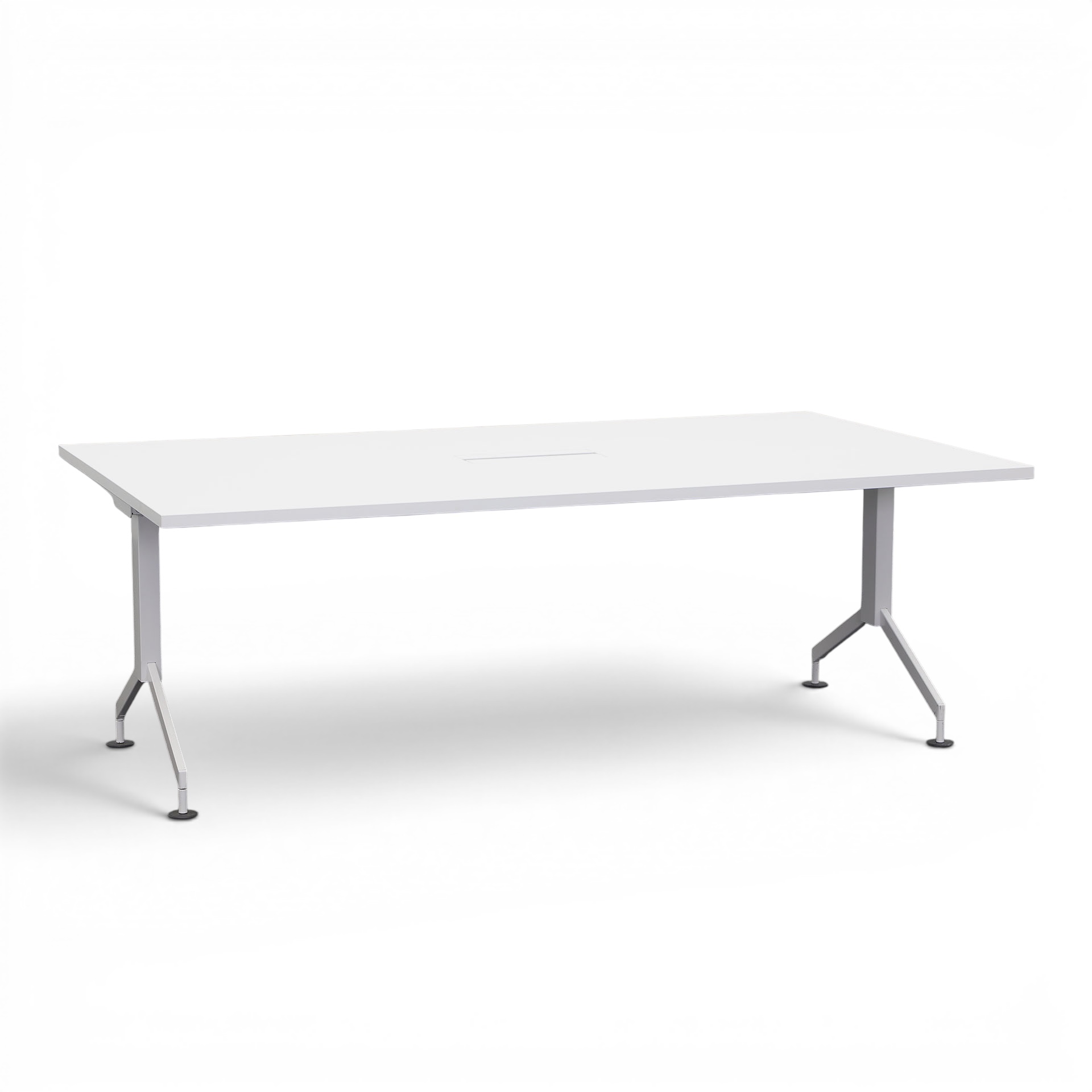 Konferenztisch mit Kabeldurchlass 210x120 cm, Weiss/Weiss, Rechteckig, Normal gebraucht, Tisch - Hochwertig & langlebig
