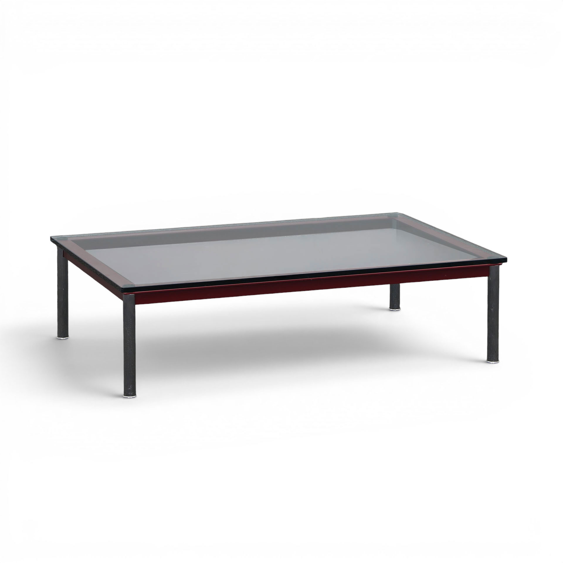 Cassina LC10 Couchtisch - Le Corbusier 120x80 cm, Transparent/Rot, Rechteckig, Normal gebraucht - Perfekt für Sofa und Lounge