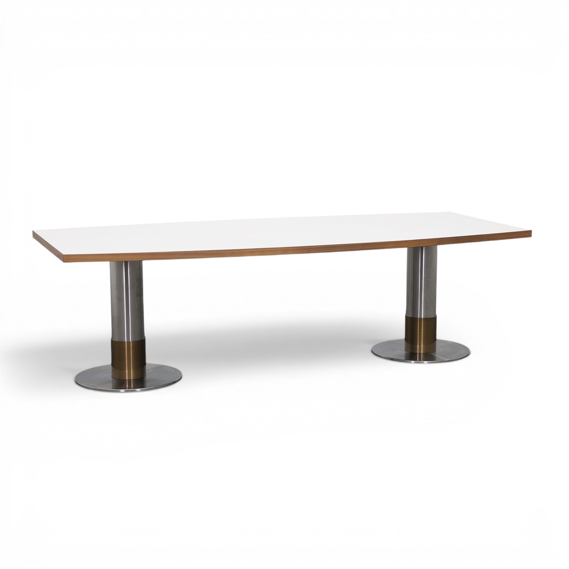 Image of Konferenztisch 250x115 cm, Lichtgrau/Verchromt, Bootsform, Normal gebraucht, Tisch - Hochwertig & langlebig