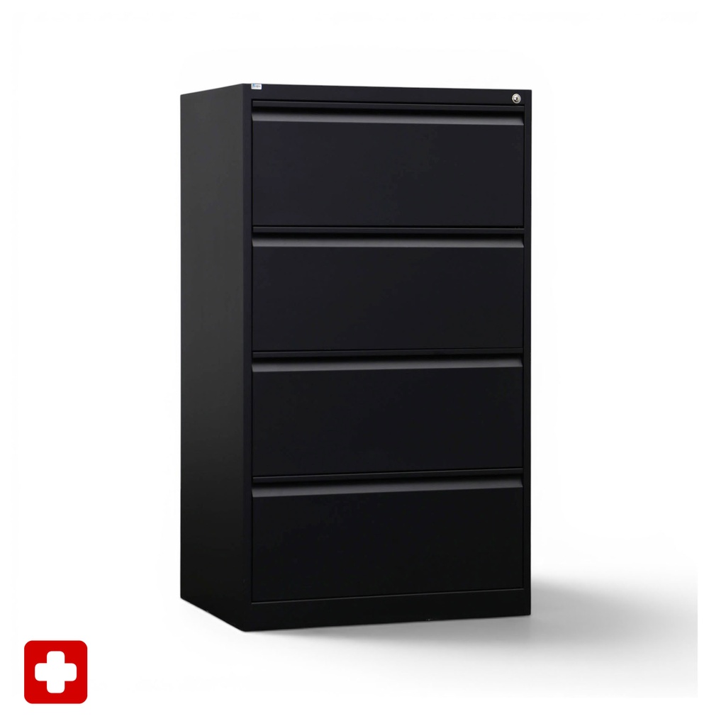 Metallschrank Lista LO (Schwarz, Normal gebraucht, mit Schlüssel)