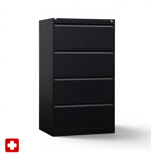 Metallschrank Lista LO (Schwarz, Normal gebraucht, mit Schlüssel)