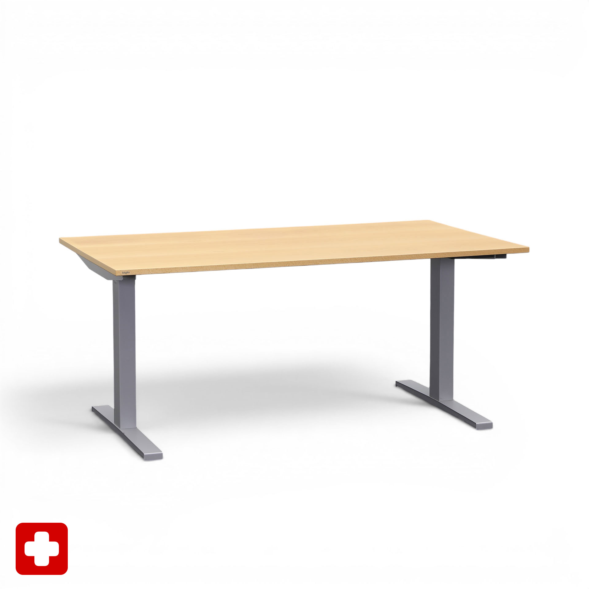 Ergonomischer Manuell Höhenverstellbarer Stehtisch Bigla 160x90 cm, Buche/Lichtgrau, Gut, Tisch - ideal fürs Homeoffice oder Büro