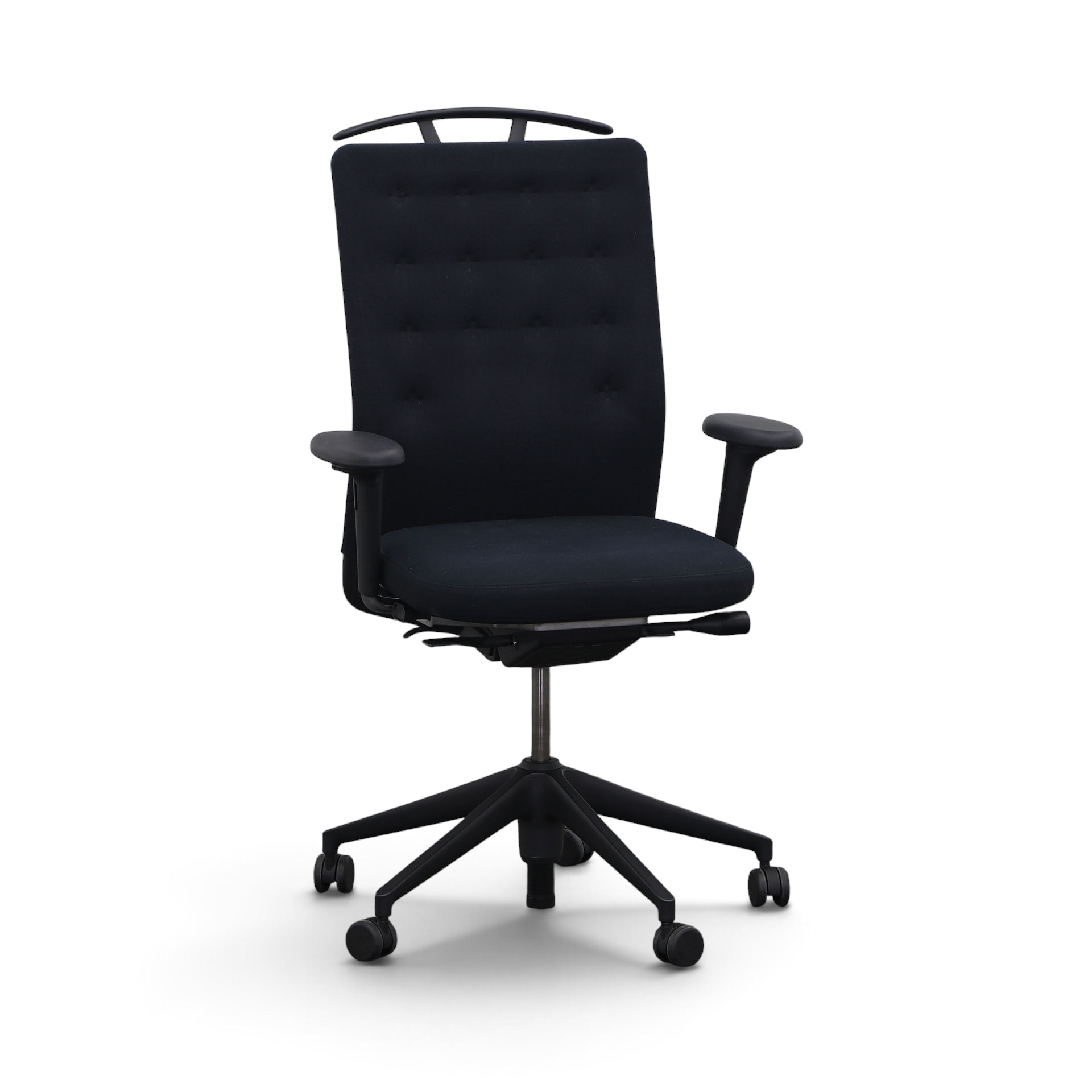 Bürodrehstuhl Vitra ID Trim mit Kleiderbügel mit 2D Armlehnen, Schwarz, Normal gebraucht, Ergonomischer Stuhl - ideal für flexibles Arbeiten