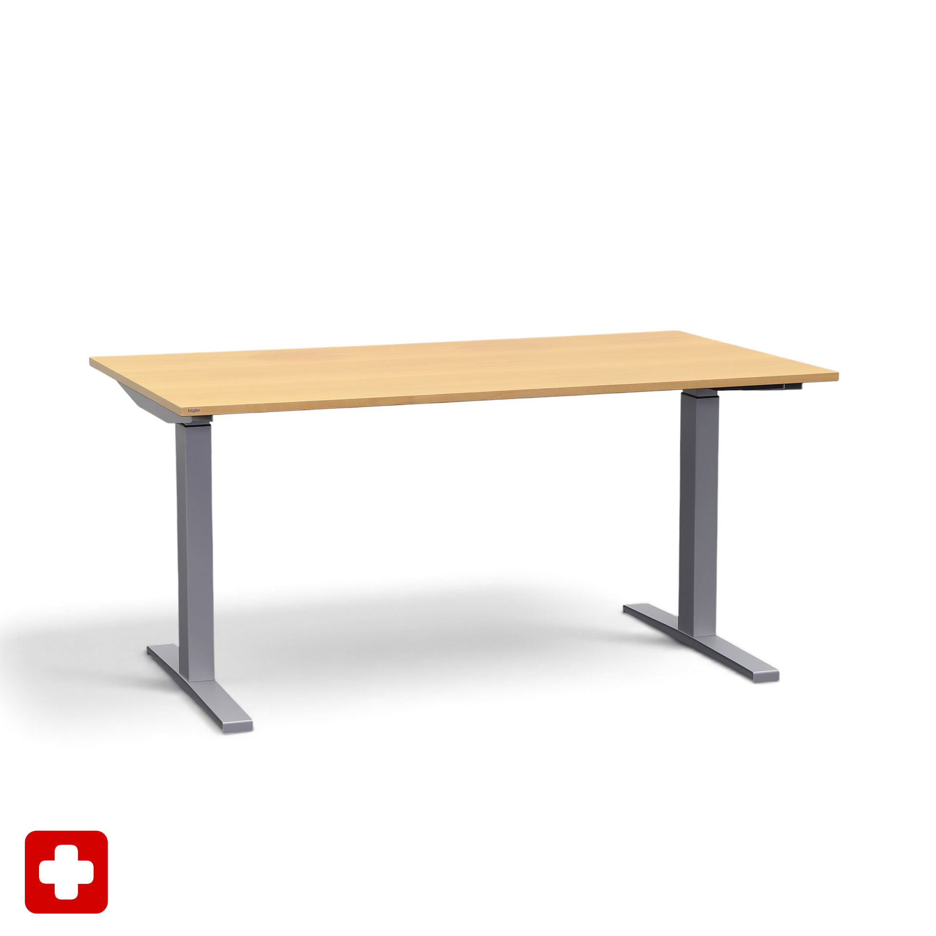 Ergonomischer Manuell Höhenverstellbarer Stehtisch Bigla 160x90 cm, Buche/Lichtgrau, Normal gebraucht, Tisch - ideal fürs Homeoffice oder Büro