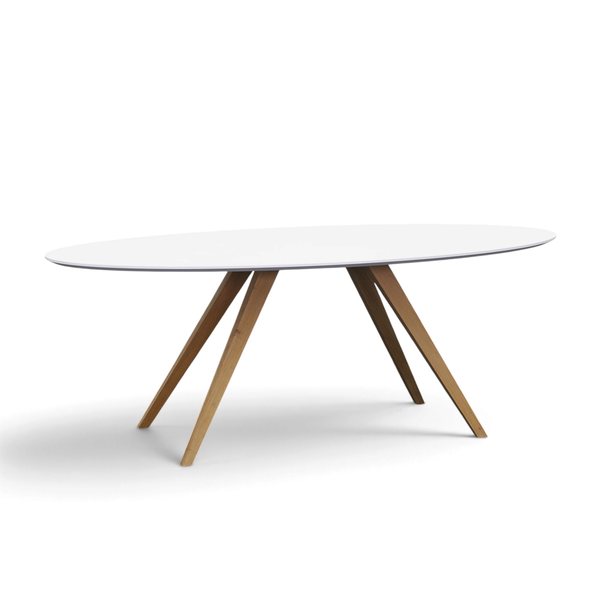 Konferenztisch 200x100 cm, Weiss, Oval, Normal gebraucht, Tisch - Hochwertig & langlebig