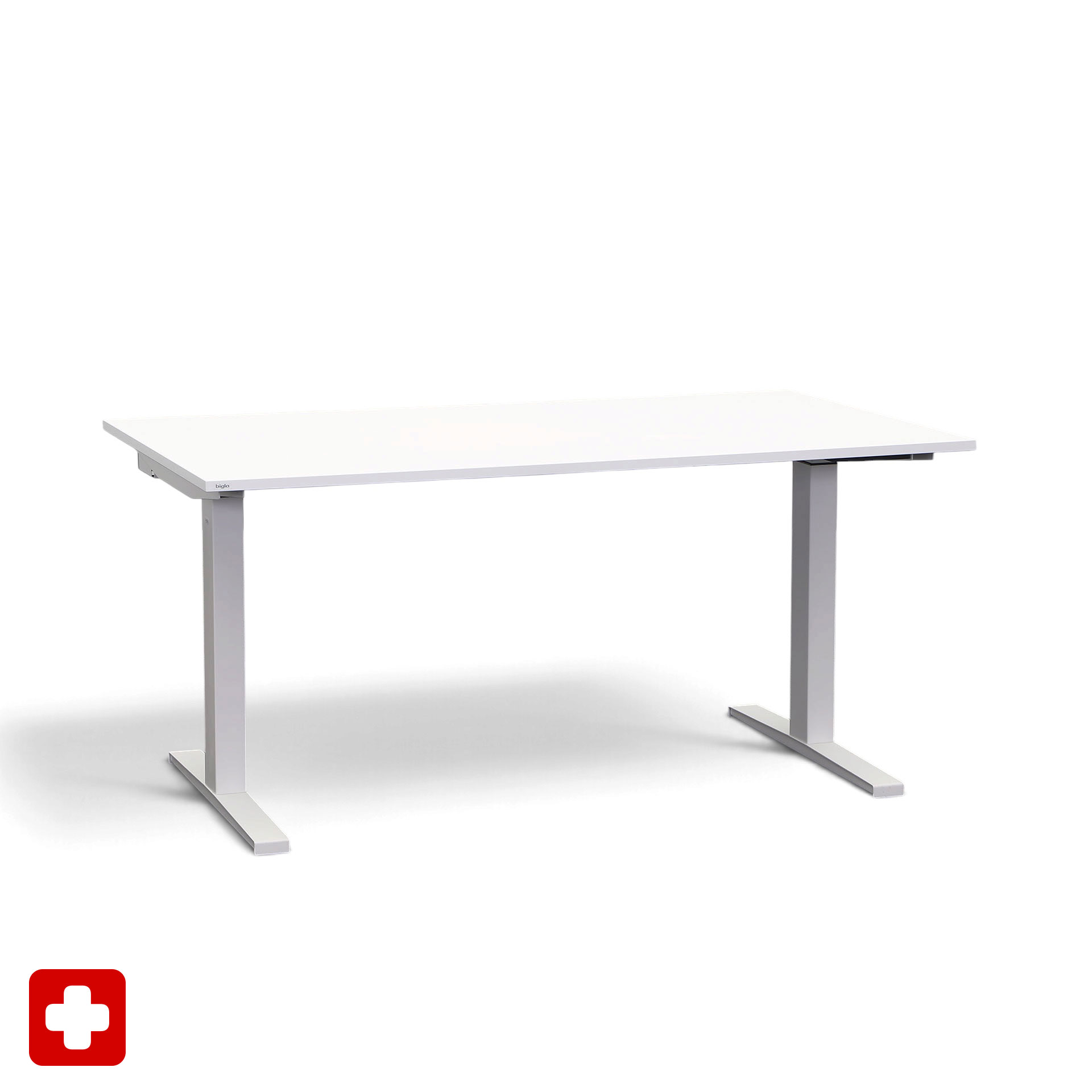 Image of Ergonomischer Manuell Höhenverstellbarer Stehtisch Bigla 160x90 cm, Weiss, Gut, Tisch - ideal fürs Homeoffice oder Büro