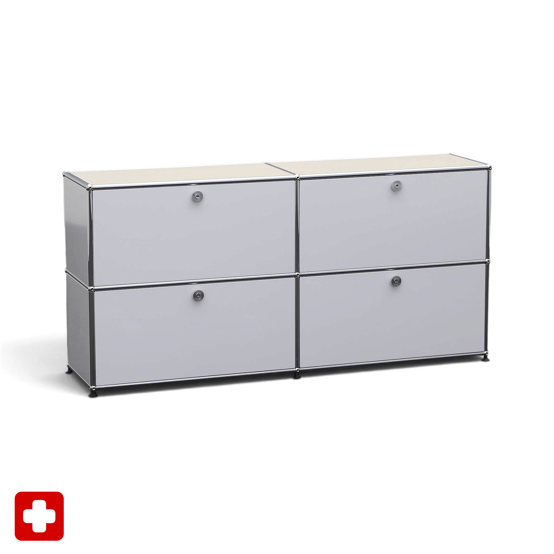 Image of Sideboard USM Haller mit Linoleum Deckplatte 150 x 35 cm, Lichtgrau, Gut - Ideal für Wohnzimmer und Büro