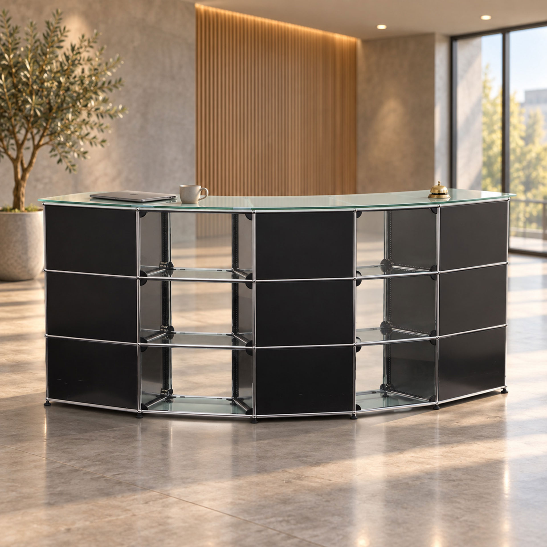 Image of Empfangstheke USM Haller, Schwarz, Normal gebraucht - Elegant & Stilvoll