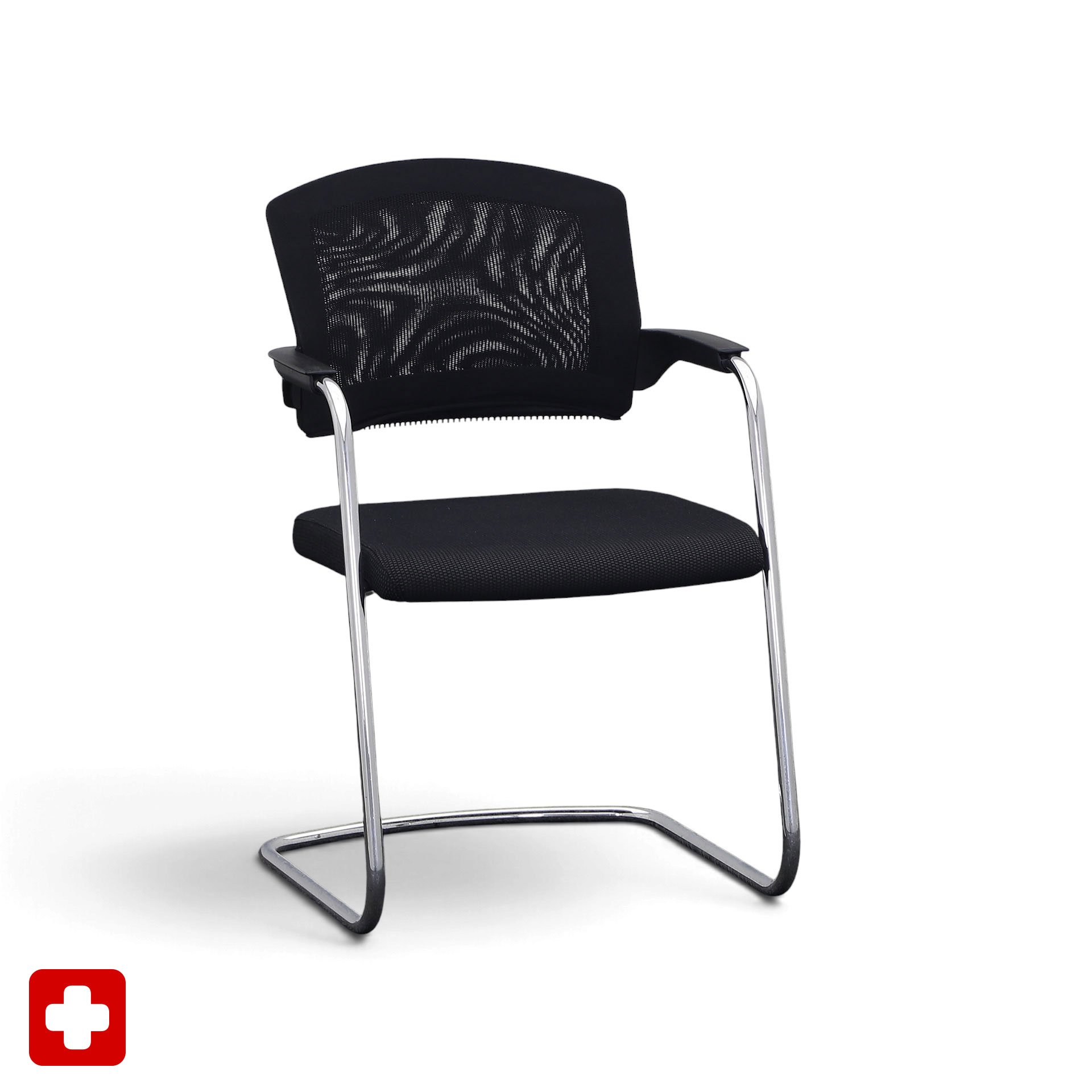 Freischwinger Konferenzstuhl Sitag EL100 Schwarz mit Fixarmlehnen, Freischwinger-Gestell, Normal gebraucht - Perfekt für Besucher und Gäste