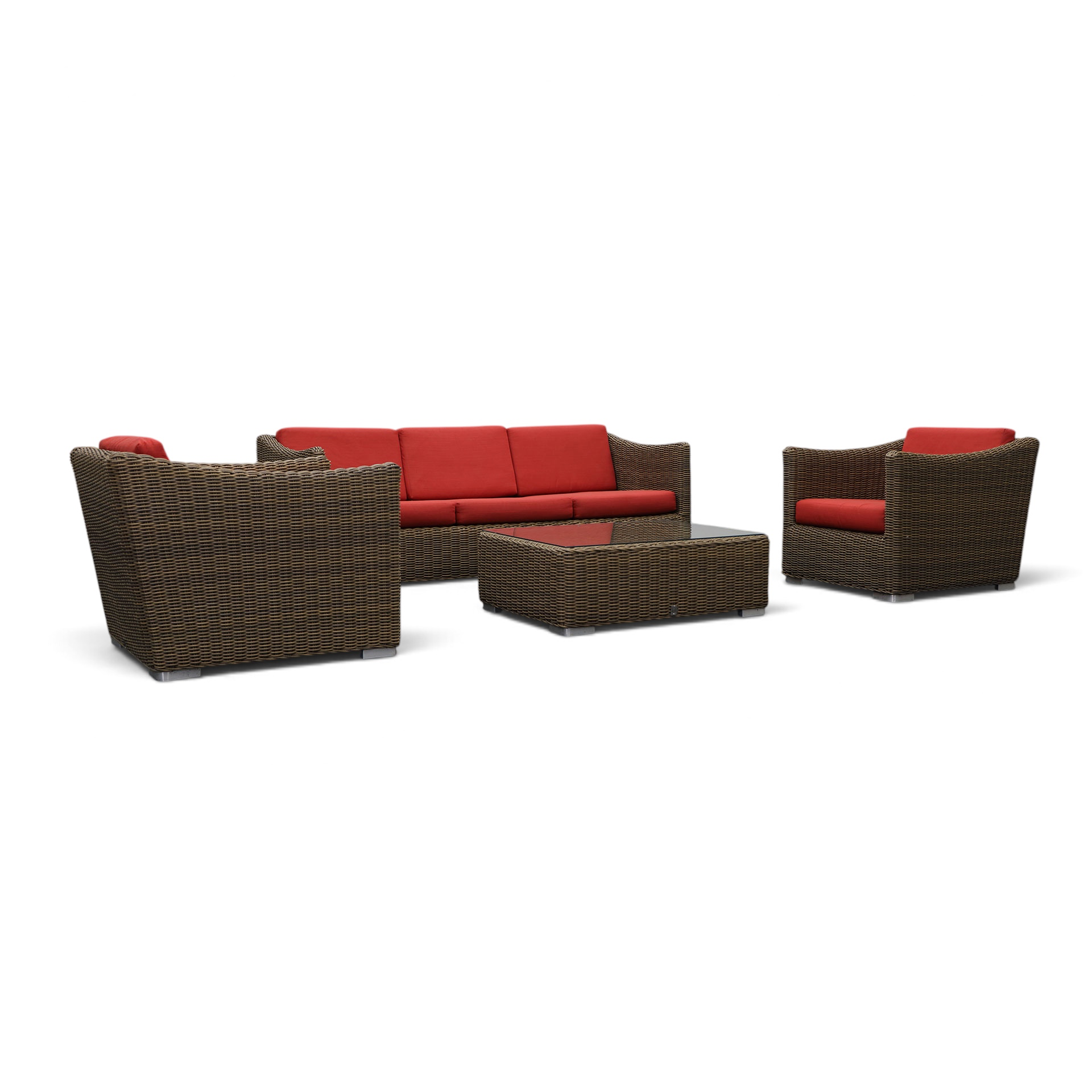 Ensemble de salon de jardin en rotin Hunn - Mobilier de jardin Marron, Bon