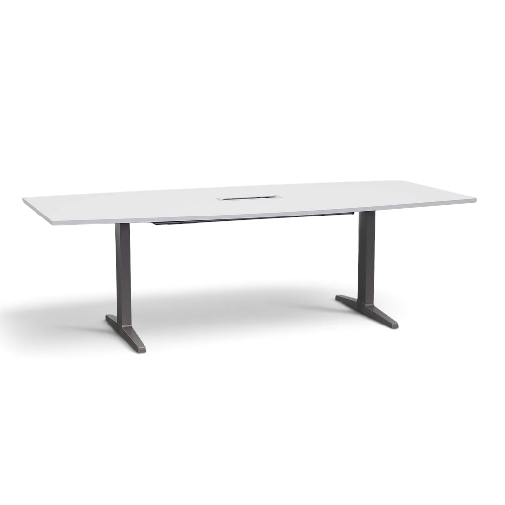 Table de conférence Haworth 240x110 cm, Gris clair/Gris, En forme de bateau, Normalement utilisé, Table - Haute qualité & longue durée de vie