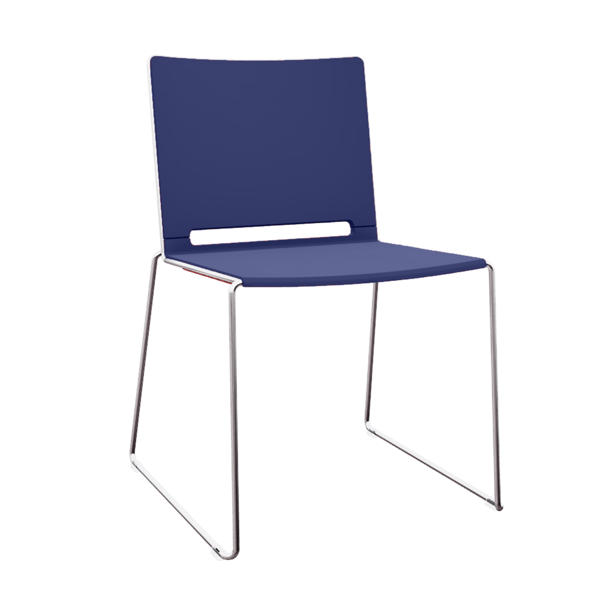 Chaises à piétement traîneau IBEBI Multi Bleu sans accoudoirs, Nouveau - Une assise confortable
