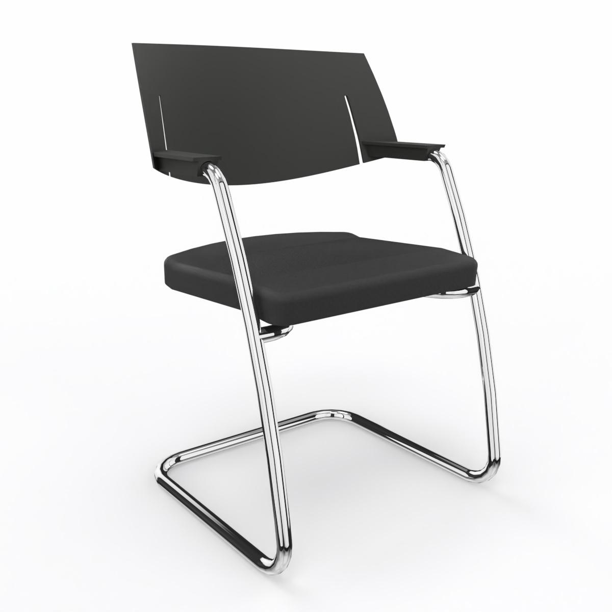 Image of Freischwinger LAS HELLO Schwarz mit Fixarmlehnen, Freischwinger-Gestell, Neu - Perfekt für Besucher und Gäste