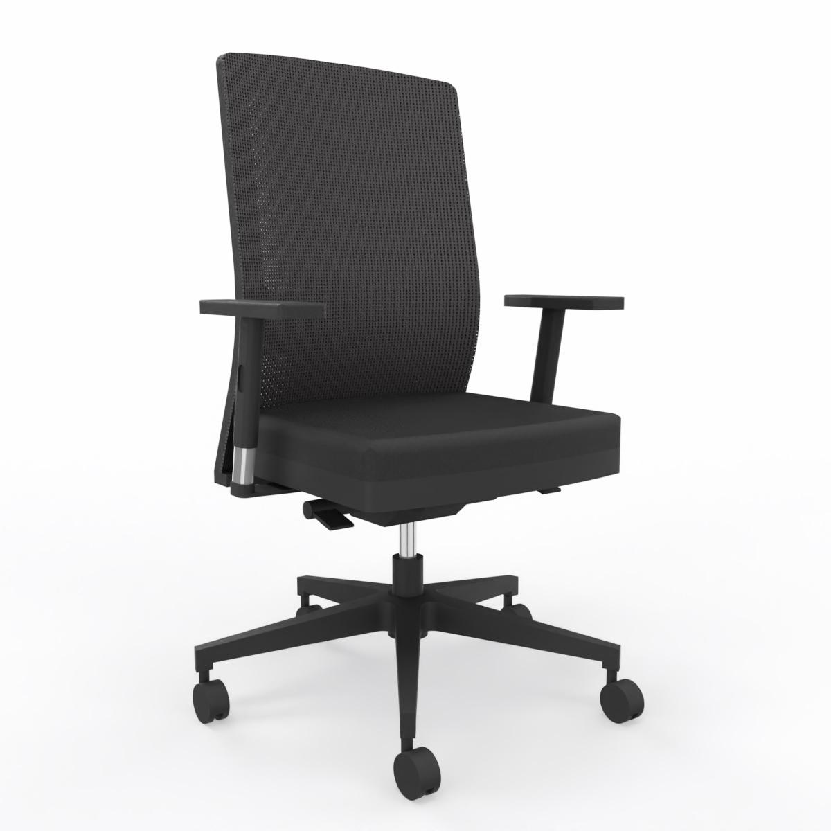 Bürodrehstuhl LAS HELLO mit 1D Armlehnen, Schwarz, Neu, Ergonomischer Stuhl - ideal für flexibles Arbeiten