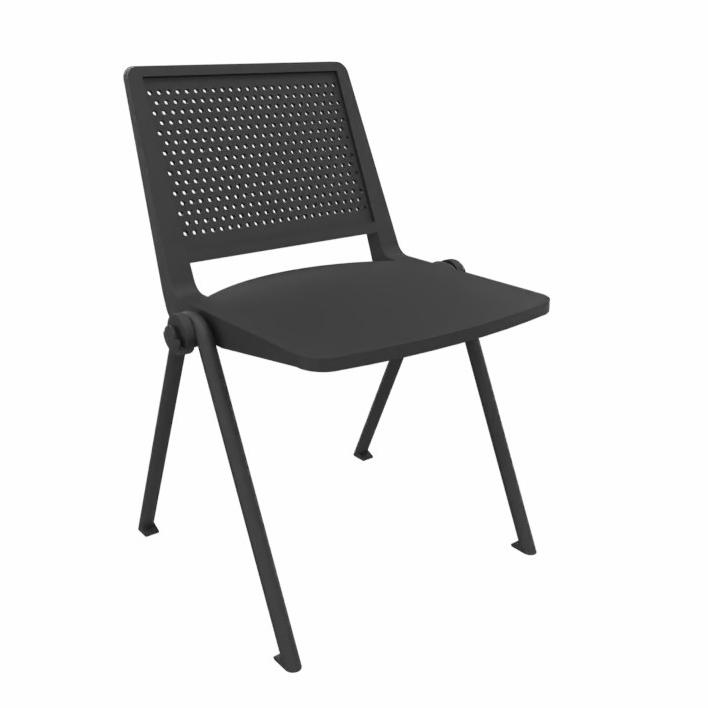 Chaises à 4 pieds LAS F01 Noir sans accoudoirs, Nouveau - parfait pour le bureau et la réception