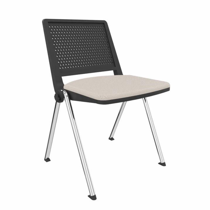 4-Fuss Stühle LAS F01 Beige ohne Armlehnen, Neu – Perfekt für Büro und Empfang