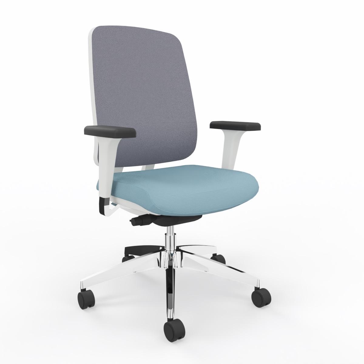 Chaise de bureau LAS OSCAR avec accoudoirs 1D, Bleu, Nouveau, Chaise ergonomique - idéale pour un travail flexible