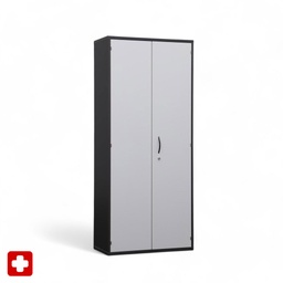 Flügeltürschrank Elan Euroffice mit runder Kante und silbernen Scharnieren (Normal gebraucht, mit Schlüssel)