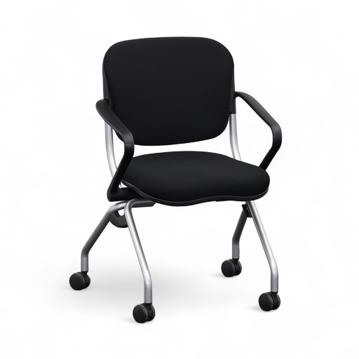 Konferenz Klappstuhl mit Rollen (Normal gebraucht, Schwarz)