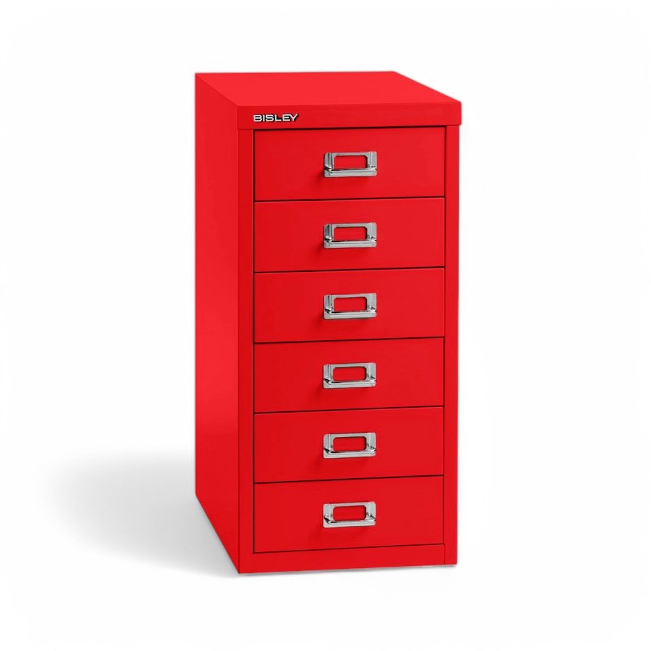 Standcontainer Bisley Multidrawer, Rot, ohne Schliesszylinder, Neu – Ideal für leichte Aufbewahrung