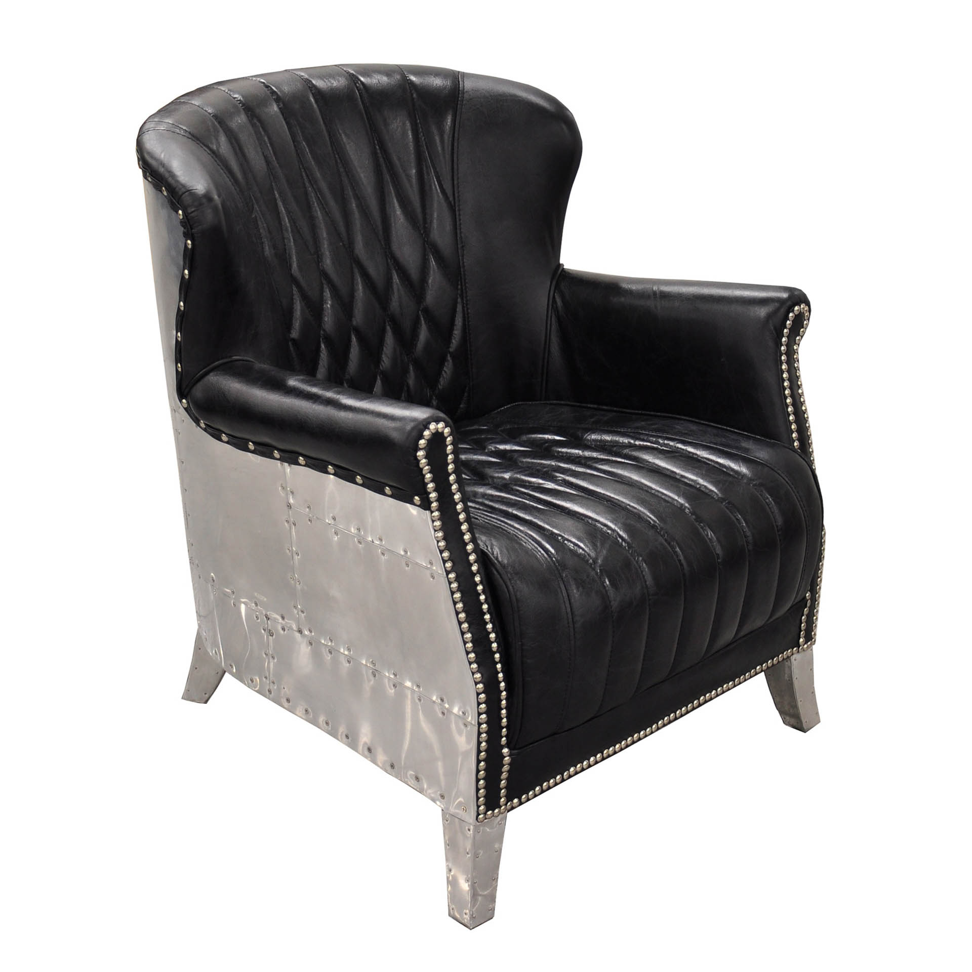 Sessel Vintage Sessel BR Collection Captain, 73.0 x 78.0 cm, Schwarz, Neu, Eleganz & Komfort - Ideal für entspannte Stunden